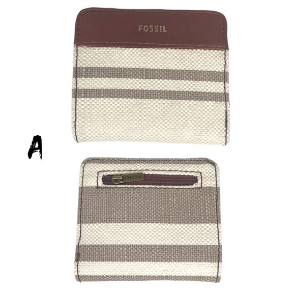 Fossil Neutral Stripes Madison Bifold Cream Brown - Picture 5 of 7